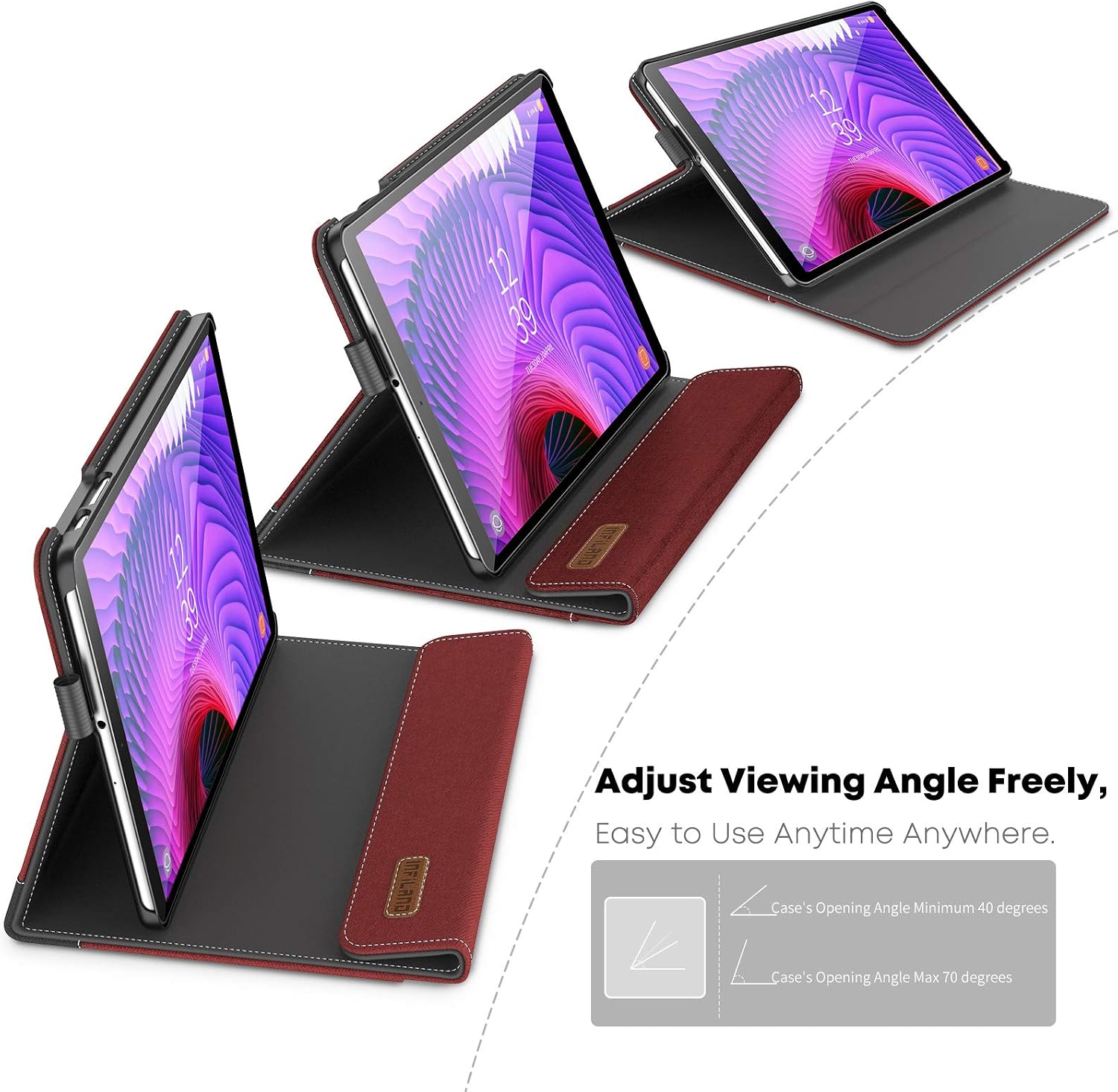 Infiland Samsung Galaxy Tab A 10.1 2019 Case, Multi-Angle Business Cover Built in Pocket Compatible with Samsung Galaxy Tab A 10.1 Inch Model SM-T510/SM-T515 2019 Release Tablet, Dark Red