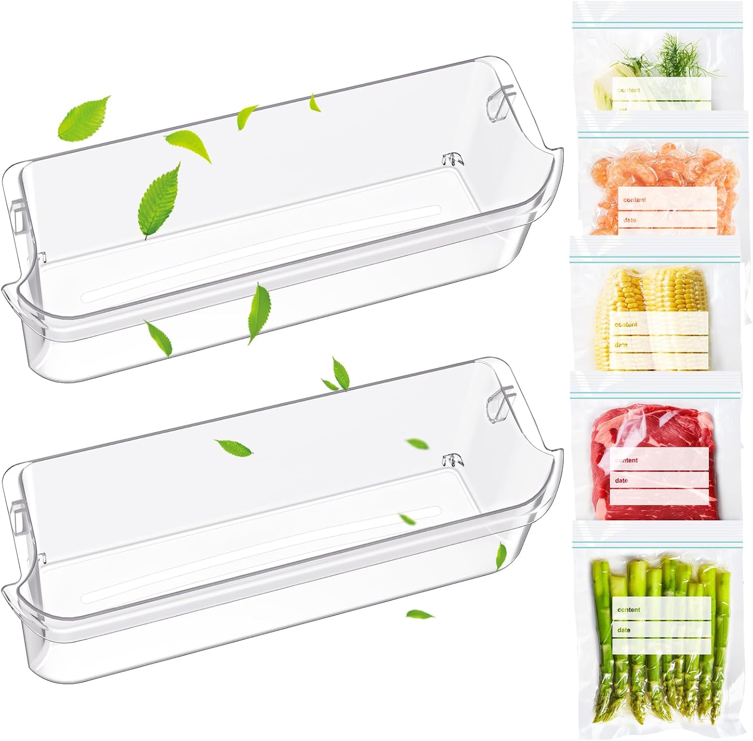 (2 PACK) UPGRADED 241505301 241505300 Refrigerator Door Bin Shelf Compatible with Frigidaire FGSC2335TFB Door Shelf Replacement FGSC2335TDB FGHC2331PFAA FFSC2323TSA FFSC2323TS0 FGSC2335TF0 Door Bin