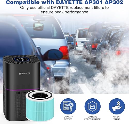 Miniatura 4 de DAYETTE AP301 AP302 Reemplazo H14 HEPA filtro purificador de aire, diseñado para absorbente de toxinas, carbón activado