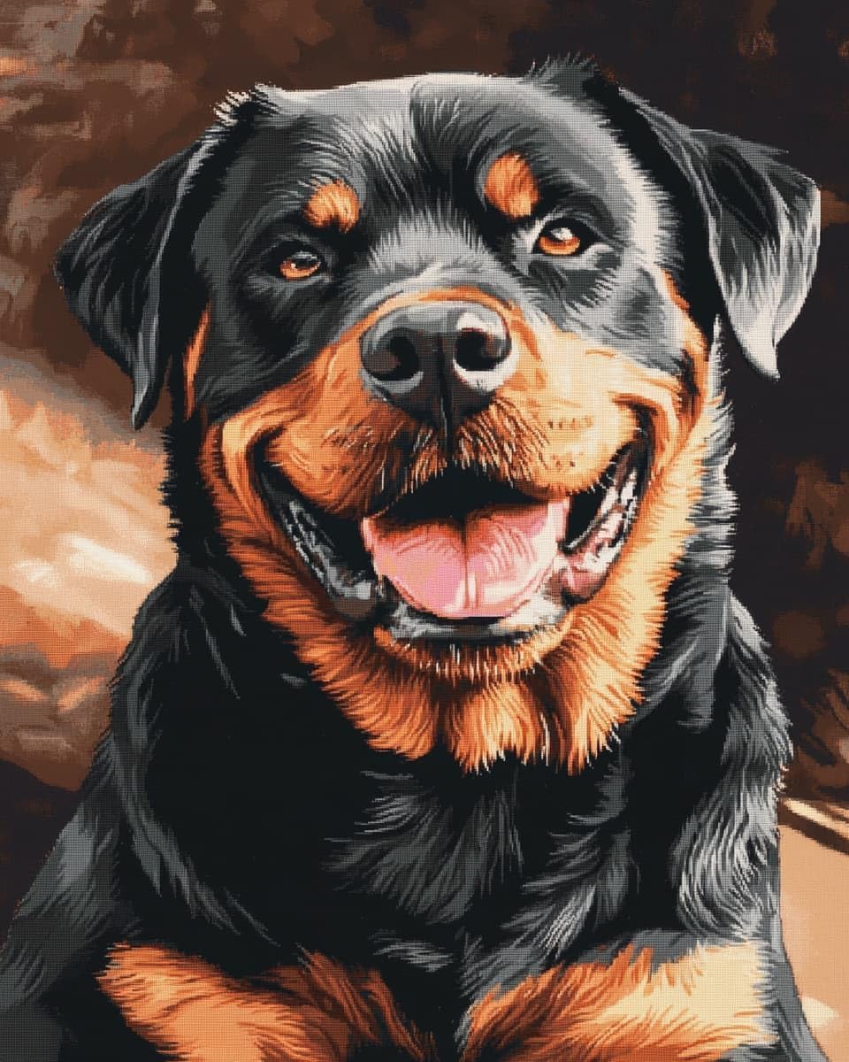 NAHUIGOOD Cross Stitch Kit,DIY Handmade Embroidery Kit with Accurate Print, 11Ct Needlework Set - Rottweiler11Ct50X70Cm