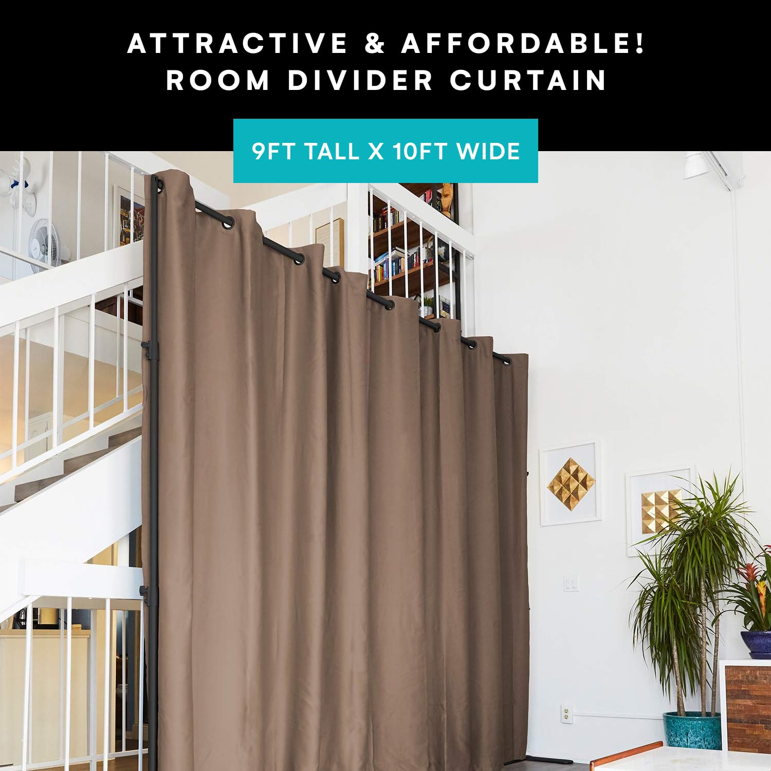 RoomDividersNow Separador de Cortinas, Tabique, 274cm Alto x 304cm Amplio (Marrón)