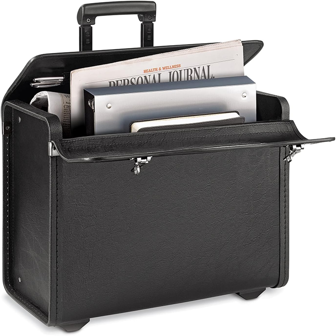  | Solo Lincoln Hard Sided Rolling Catalog Case, Black | Briefcases
