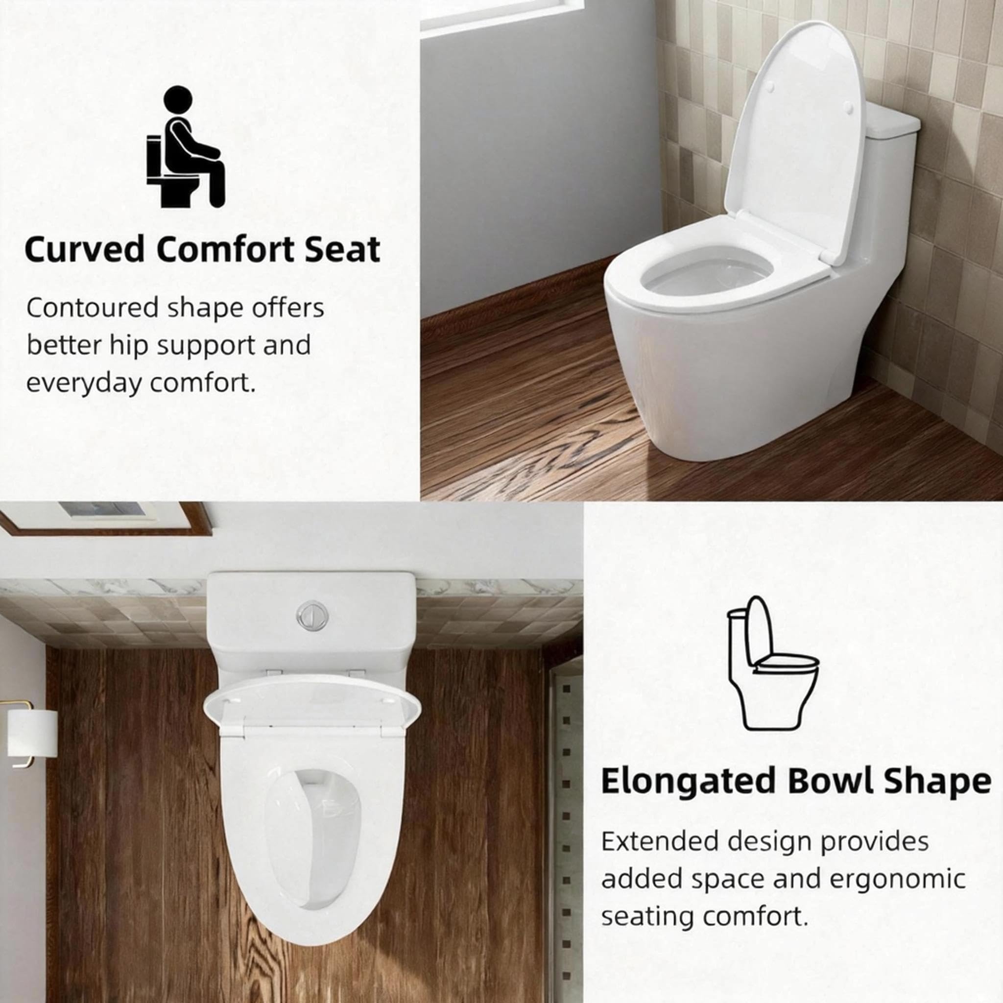 VANCOCO Inodoro compacto de una pieza para baños pequeños, 25 pulgadas de largo x 13.4 pulgadas de ancho x 28.4 pulgadas, diseño que ahorra espacio, inodoro de baño de 12 pulgadas, color blanco