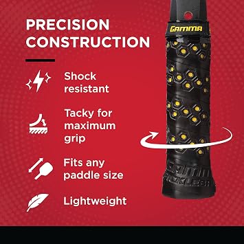 Gamma Sports Pickleball Honeycomb-Cushion Grip for Pickleball Paddles, Black/Yellow