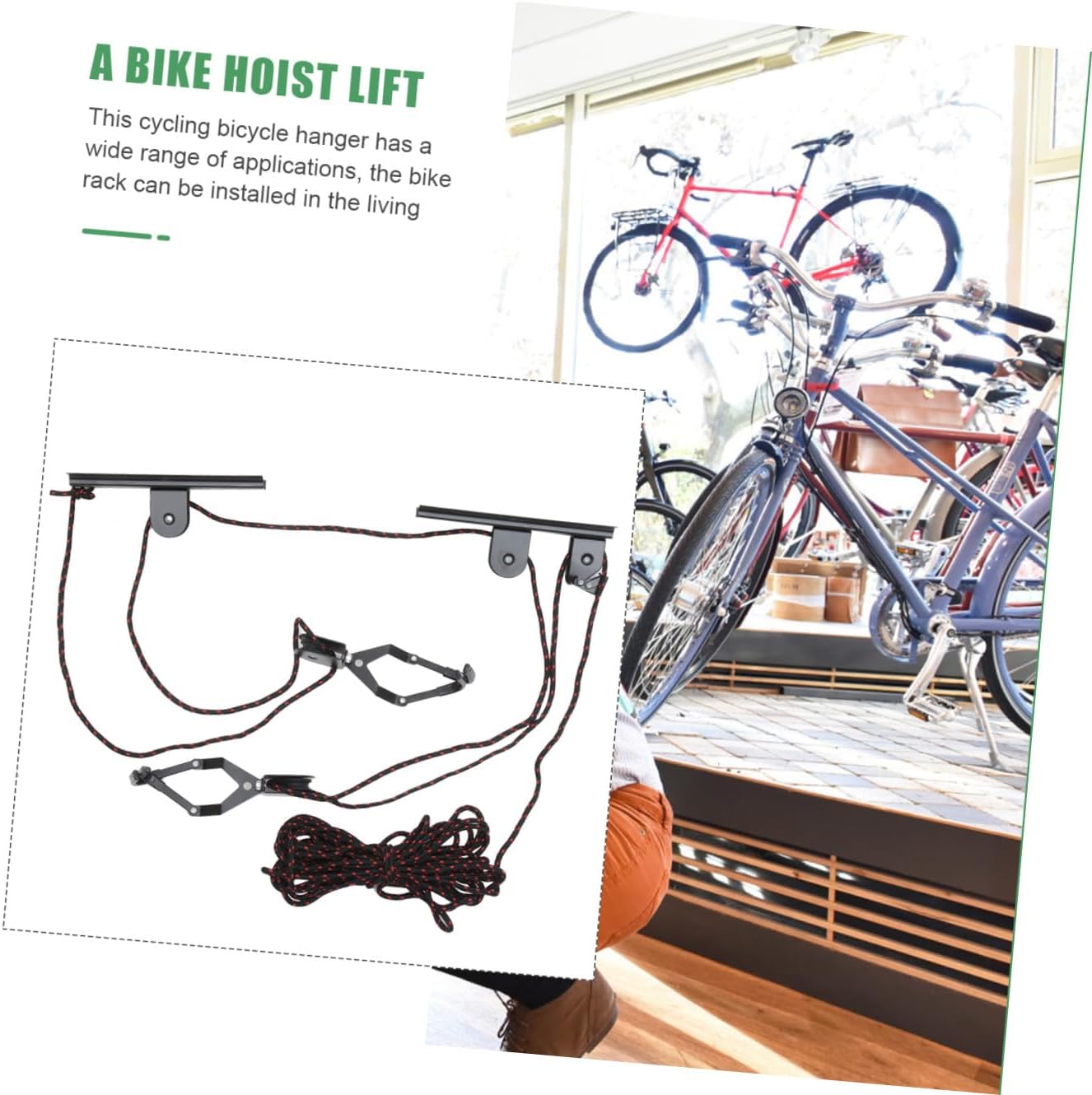 Wall Mount Bicycle Hanger Bike Rack Sturdy Ceiling Bike Storage Hook Garage Indoor Lift Rack for Apartment Random Color