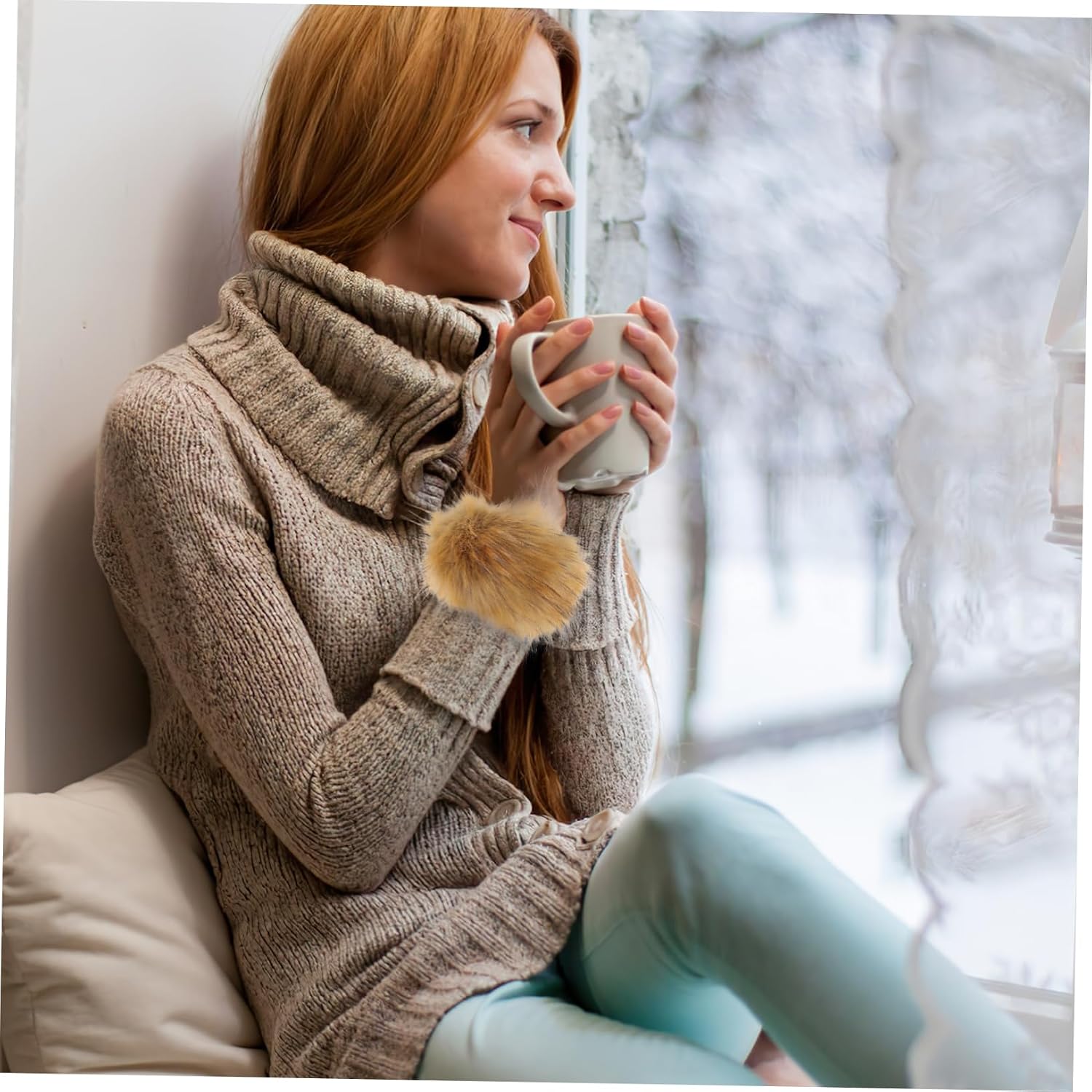 6pcs Furry Wrist Cuffs for Winter Arm Warmers for Women and Girls Cozy Faux Fur Design for Christmas and Everyday Use