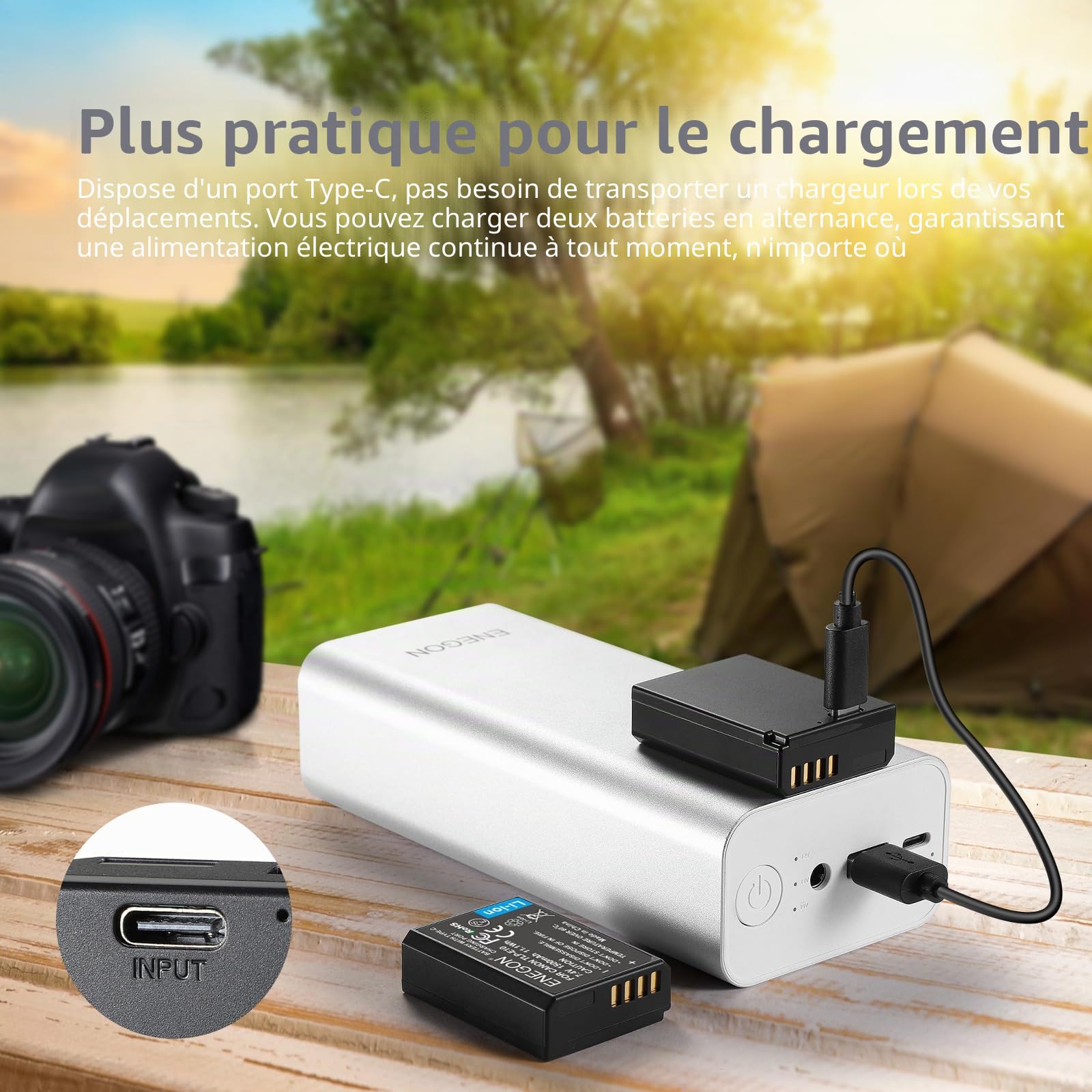 ENEGON LP-E10 Lot de 2 Batteries de Rechange USB-C à Charge directe 1500 mAh pour Canon LP-E10,Compatible avec Canon EOS 1100D 1200D 1300D 1500D 2000D 3000D 4000D Kiss X50 X70 EOS Rebel T3 T5 T6 T7