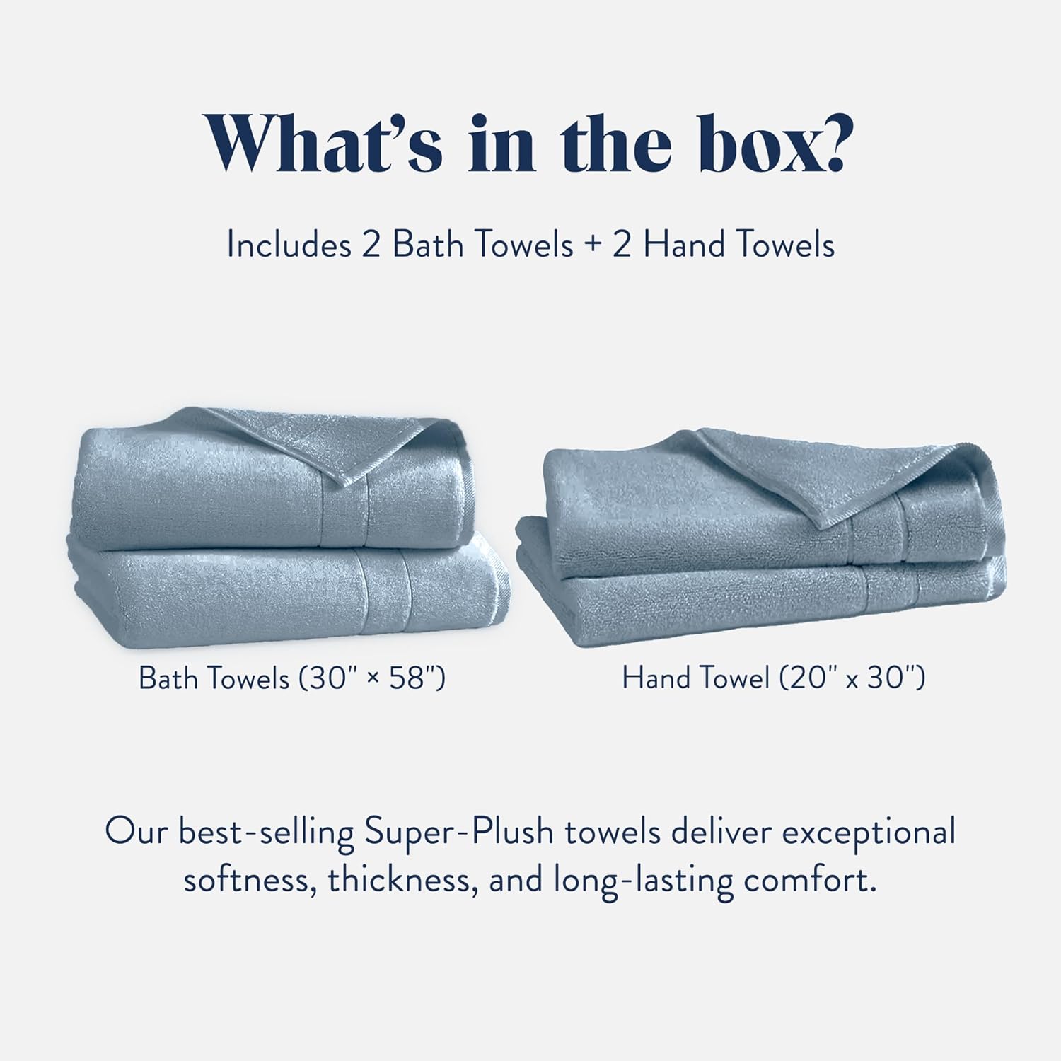 Brooklinen Super-Plush Bath Towel and Hand Towel Set - 2 Bath Towels, 2 Hand Towels - 770 GSM, Highly Absorbent, 100% Turkish Cotton, Perfect Bath Towel Set for Home & Bathroom (Storm Blue)