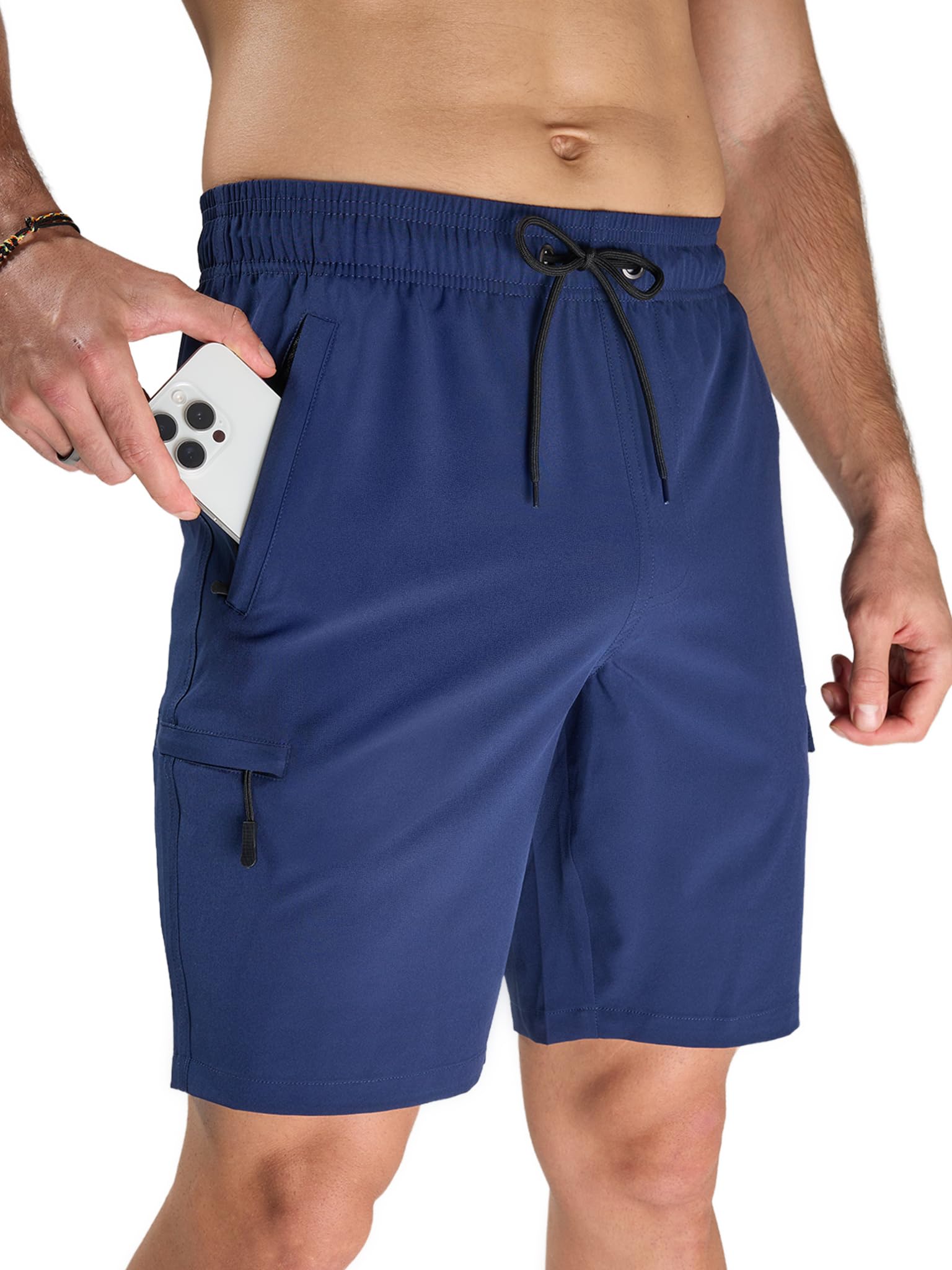 Arcweg Badehose Herren Cargo Shorts mit Reißverschlusstasche - Lange & Schnelltrocknende Badeshorts Schwimmhose ohne Innenfutter für Freizeit, Strand und Sport S-3XL
