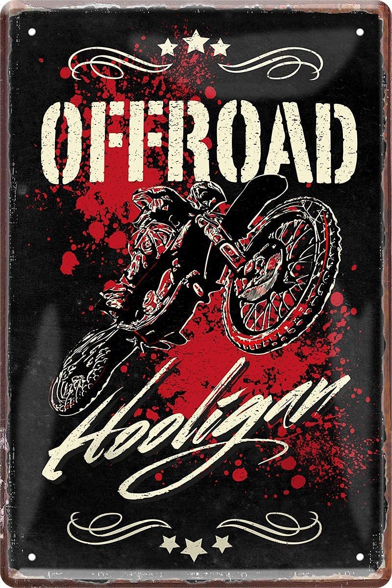 Offroad Hooligan Motorcycle Motocross Biker 20 x 30 cm Saying Decorative Tin Sign 967, Multi-colored - Image 2