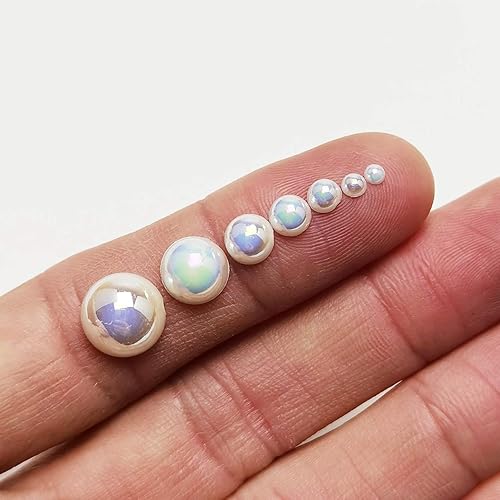 Miniatura 6 de Chenkou Craft - 1 caja con 3000 mitades de perlas, cuentas circulares con inferior plano, gemas sueltas