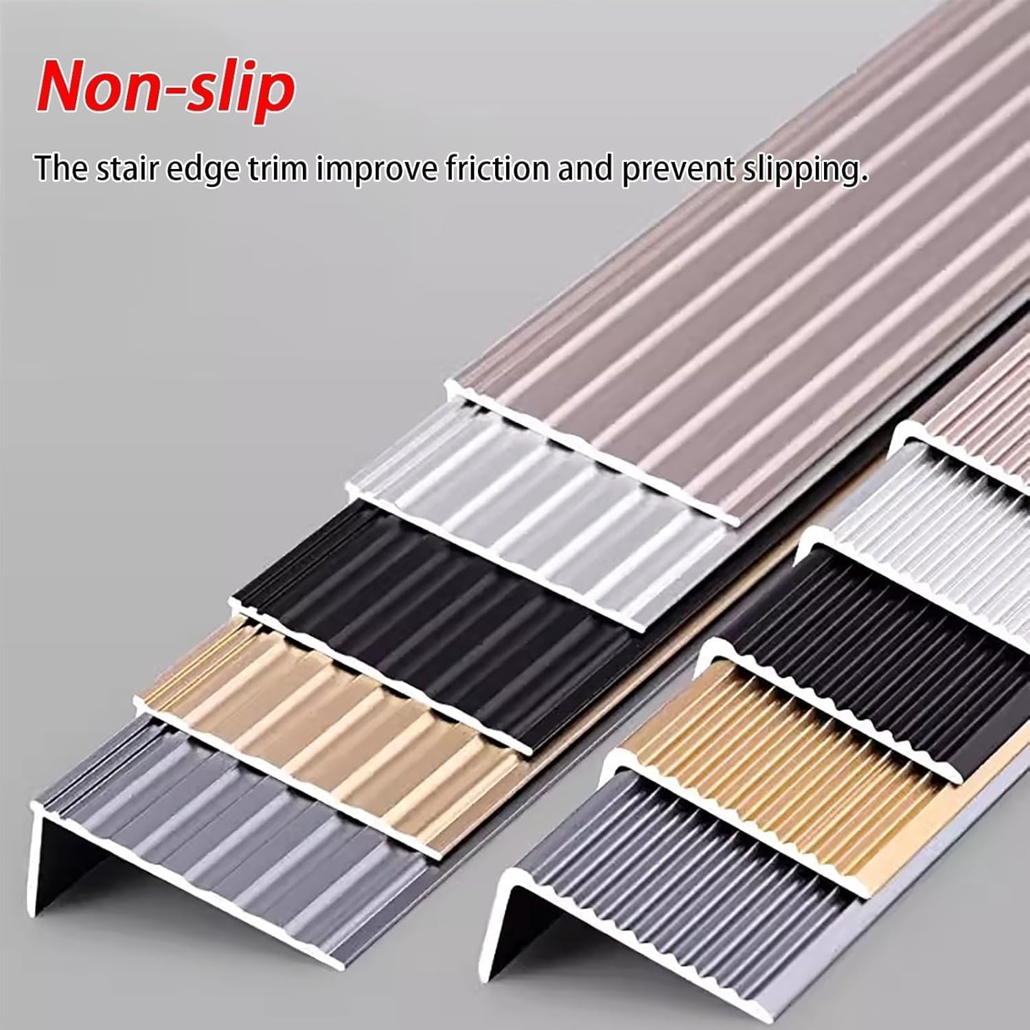 Threshold Strip，Flooring Transition Strip，Floor Transition Strip 2 Inch Wide Stair Edge Nosing Trim for Tile to Tiles, Aluminum Step Tile Edging Trim for Step, L Shape Indoor/Outdoor Staircase Tread(B