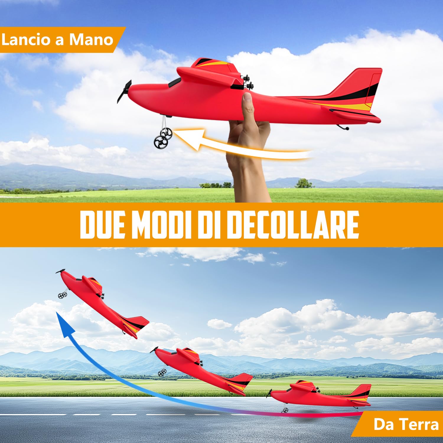 HAWK'S WORK Aereo RC a 2 Canali, Aliante RC Pronto a Volare, Cessna Telecomandato a 2.4 GHz, Giocattolo RC Facile da Pilotare per Bambini e Principianti (Blu)