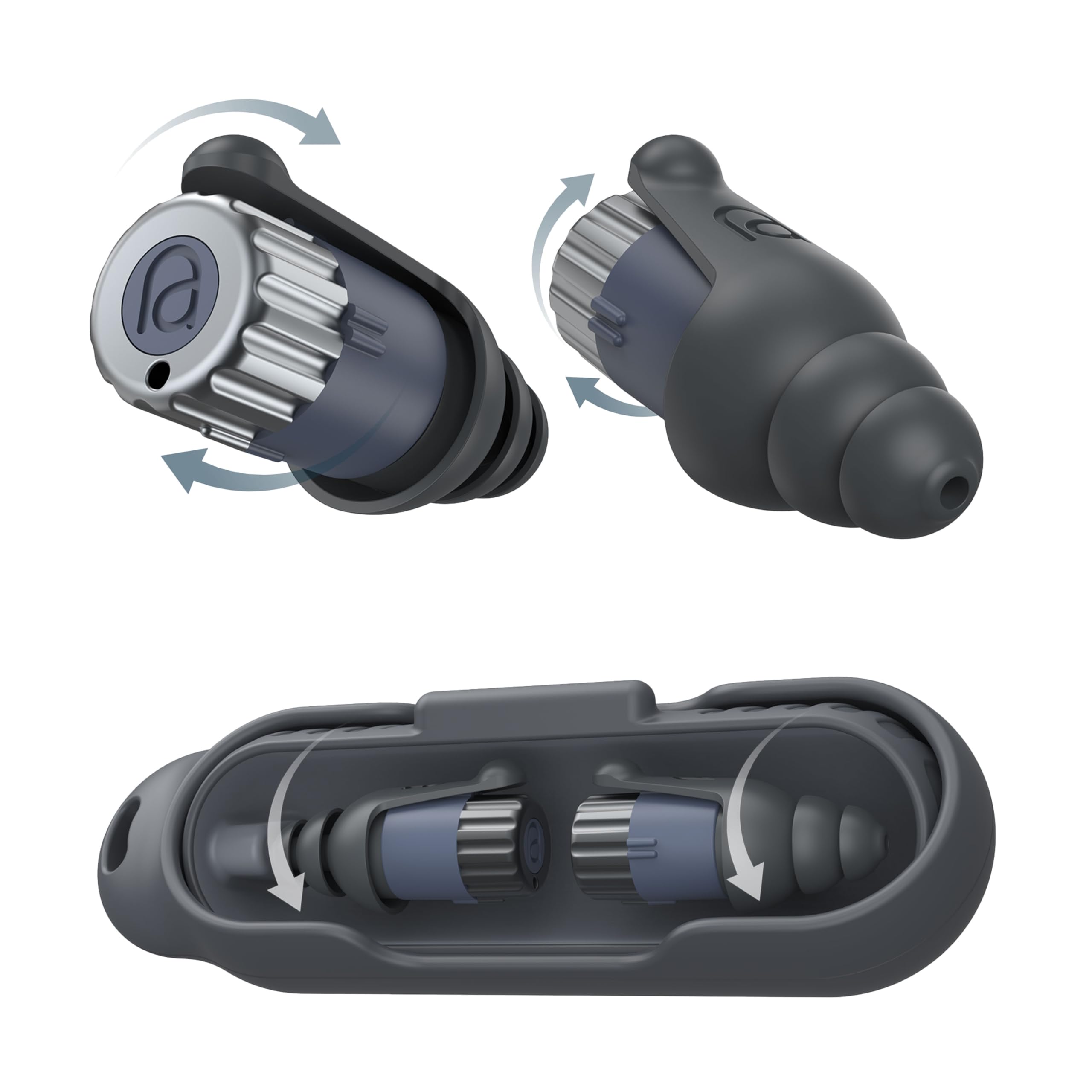 Mixx Assistive Audio Noise-Reducing Earplugs with 3 Adjustable Levels (10dB, 15dB, 20dB) – Adaptive Reusable Ear Plugs for Concerts, Travel, Work & Sleep – Hypoallergenic, Ultra-Comfortable Silicone.