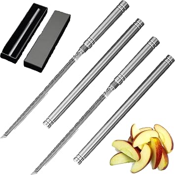 JDIV Multipurpose Outdoor Portable Fruit Knife with Sheath, Stick-Shaped, 2PCS