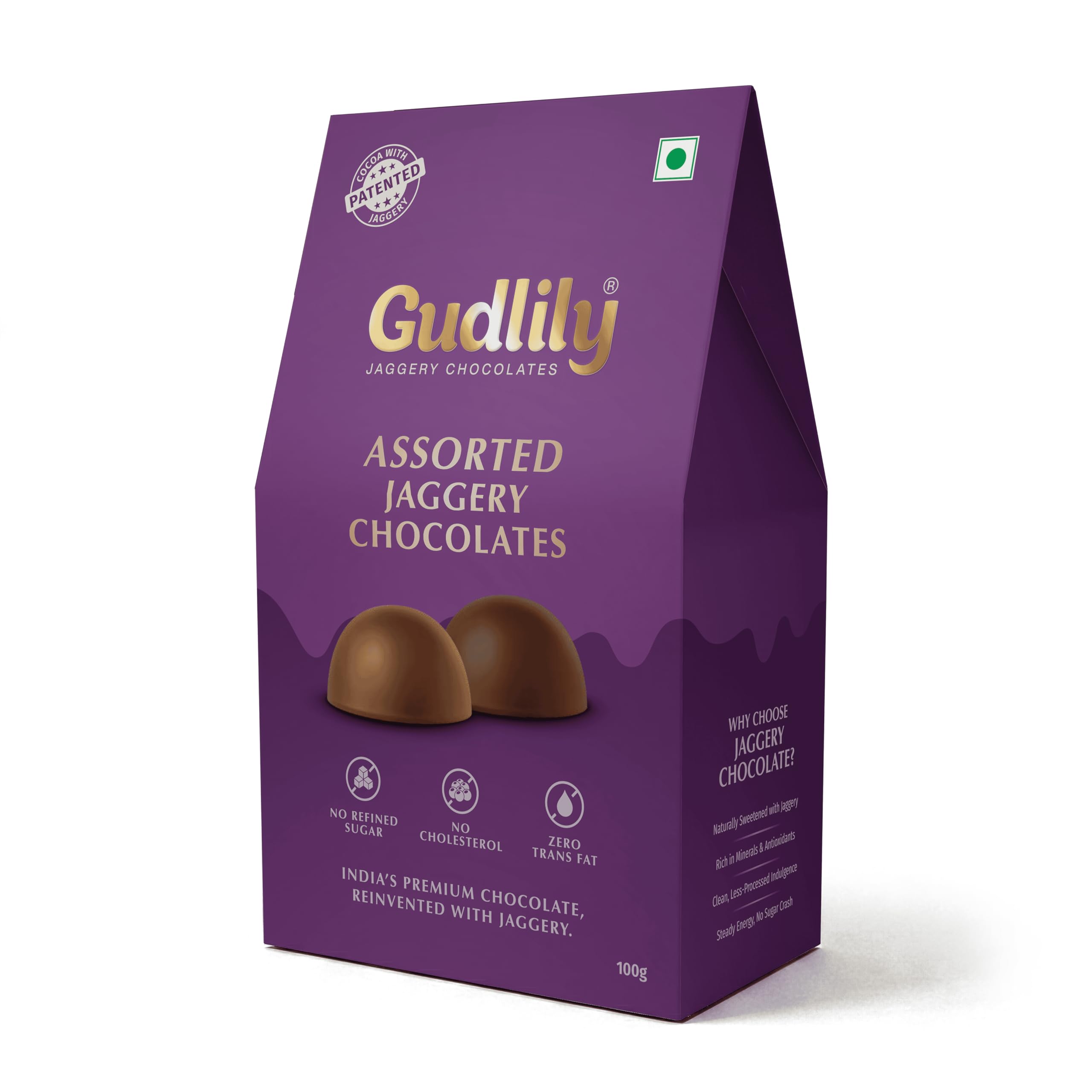 Gudlily Assorted Jaggery Chocolates Gift Box | Premium Mixed Flavour Chocolates | Refined Sugar Free Gourmet Chocolate Collection | Healthy Cocoa Butter Chocolates | Orange Zest, Marble Milk, Hazelnut Crunch, Delicious Dark, Cosmic Butterscotch, Coffee Arabicano | 100g-image-38