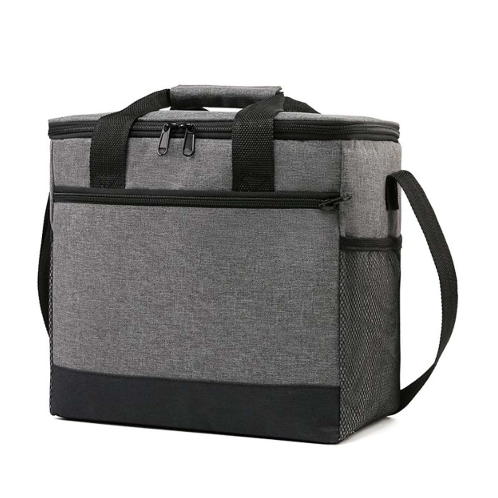 Grand sac de pique-nique isotherme et sac à lunch, glacière pliable gris neutre