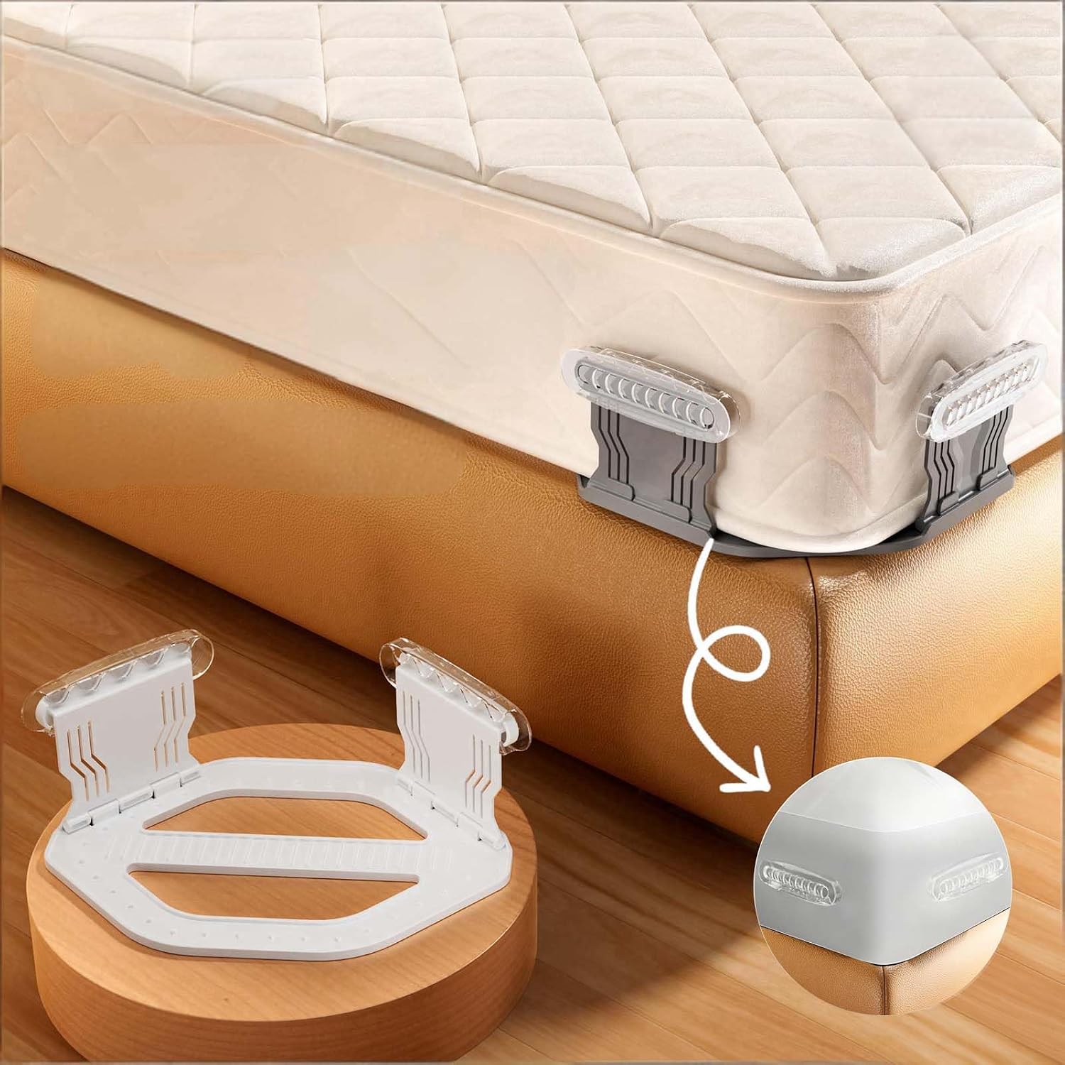 Bed Sheet Holder for Corners Mattress Sheet Corner Holders Grippers - Heavy Duty ABS Plastic Lock System, Keep Fitted Sheets Firm & Tight on Mattress , Universal Fit for All Bed Sizes 4Pcs Set Locks