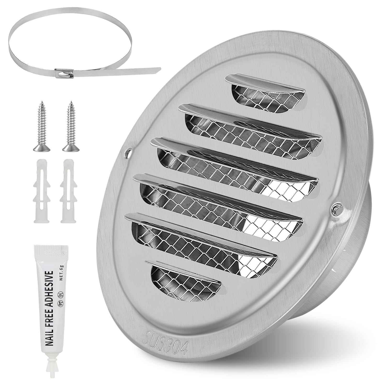 Griglia Ventilazione In Acciaio Inox 80mm - Con Rete Anti-Insetto E Viti - Foto 11