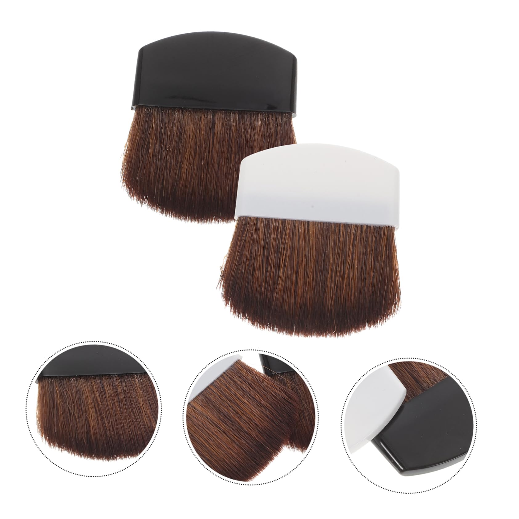 Mikikit Pennello Blush Professionale Portatile 2 Pezzi in Plastica e Setole Naturali, Morbido e Durevole, per Trucco Viso e Cipria