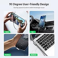 Vista 2 de Cable conector Ugreen de 0.14 pulgadas. Entrada de audio auxiliar a un ángulo recto de 90 grados para Apple (iPhone, iPod, iPad), Samsung