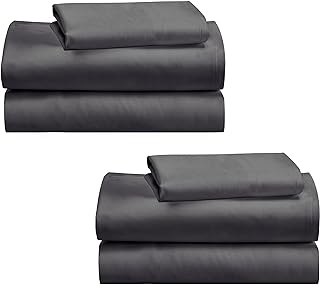California Design Den 100% Cotton 2-Pack Twin XL Sheet Sets, Soft & Durable Extra Long Twin Bed Sheets, Deep Pockets, Twin XL Sheets, Sateen Weave, Cooling Sheets, Dorm Essentials for Guys (Dark Grey)