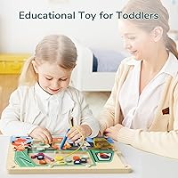 Vista 4 de TOP BRIGHT Tablero magnético de madera para laberinto para niños de 3, 4, 5 años, tablero de actividades de madera, aprendizaje de reconocimiento