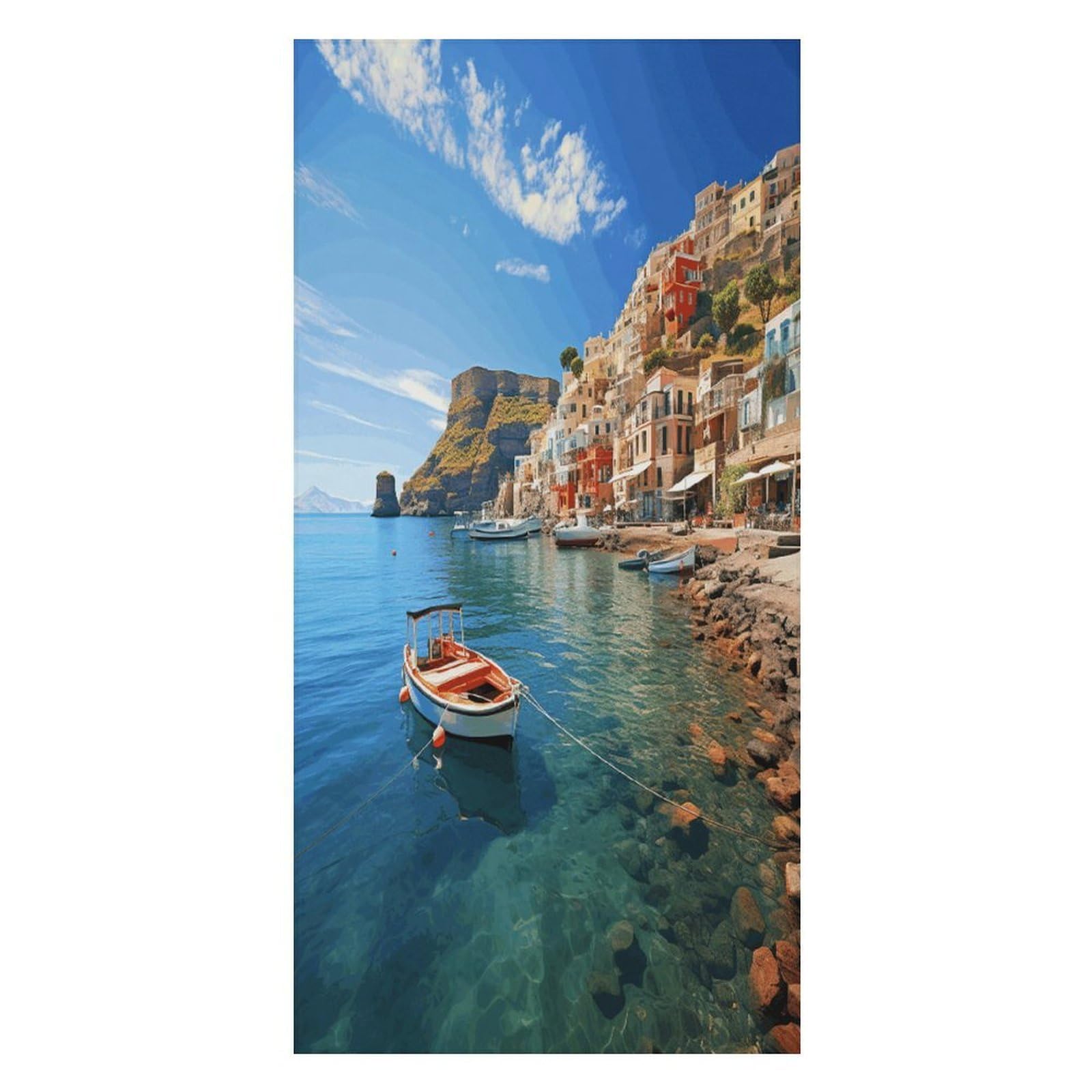 Adfgyerh Unisex Style Seaside Town Bath Towels Beach Towel Lightweight Quick Dry, Bath Towel For Travel Sports Pool Swimming Bath Camping Yoga Adults160x80cm
