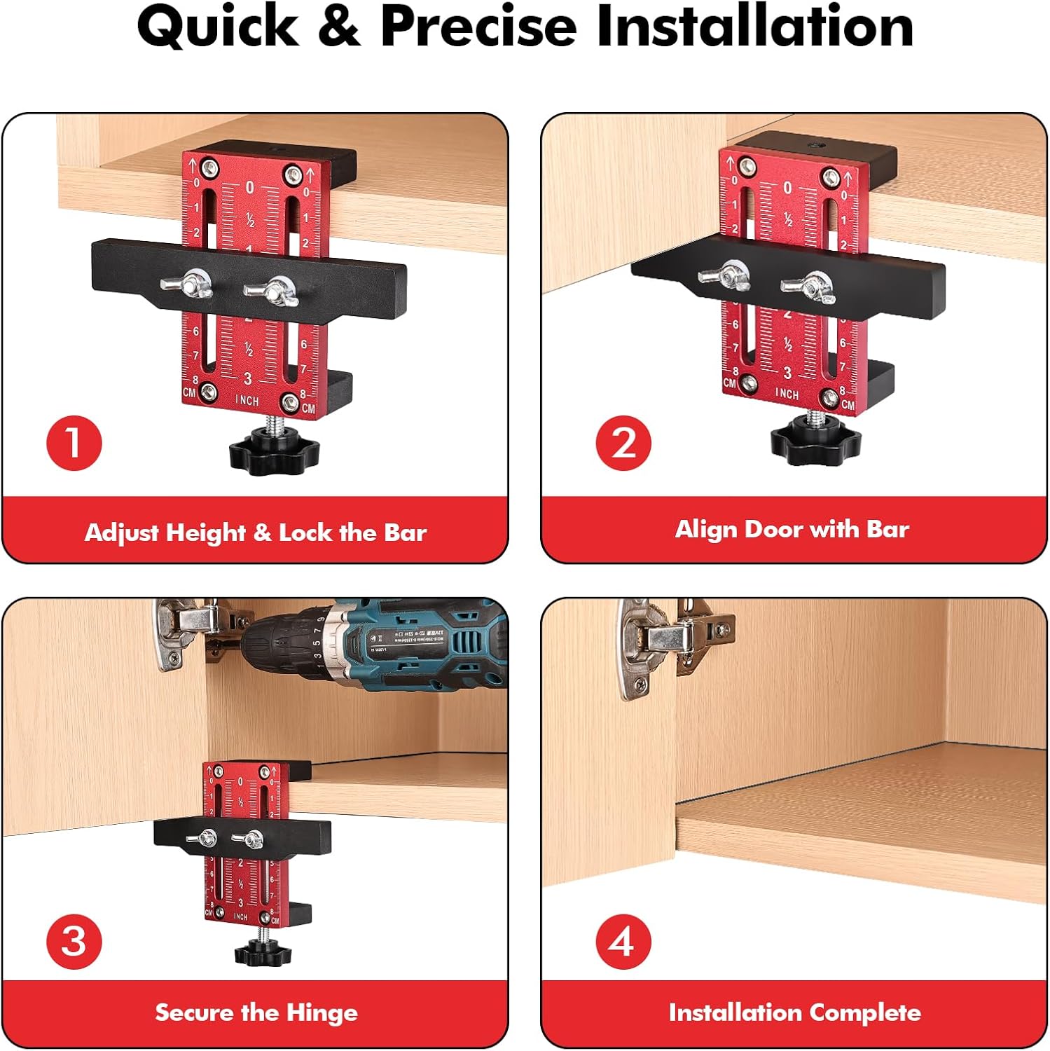 Cabinet Door Mounting Jig, Premium Aluminium Alloy Cabinet Door Installation Positioner, Adjustable Positioning Tool for Easy Door Alignment on Frameless & Face Frame Cabinets - Image 7