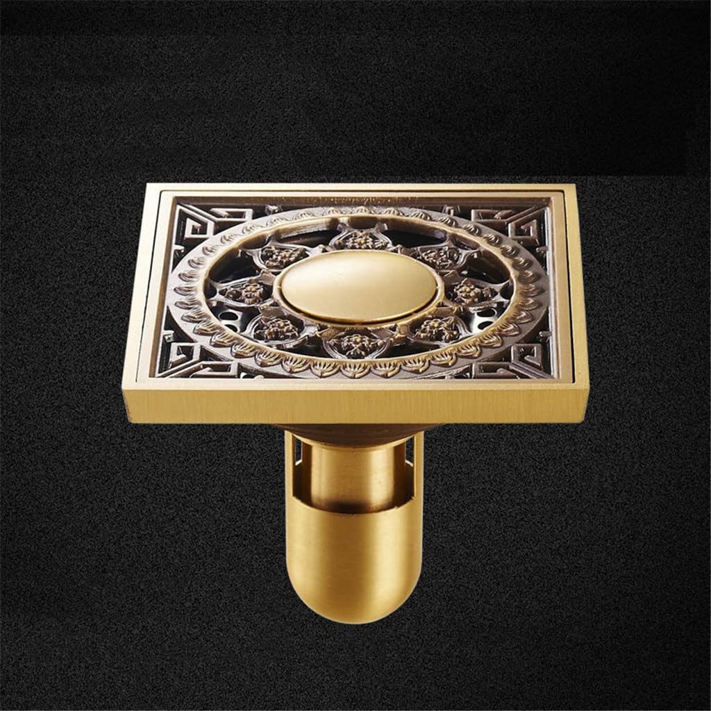 Italiano: 10 * 10 cm Quadrato Antique Brass Art Art Scolpito Bagno Drepidi Doccia Drains Strainer Capelli Dracca da Bagno(I)