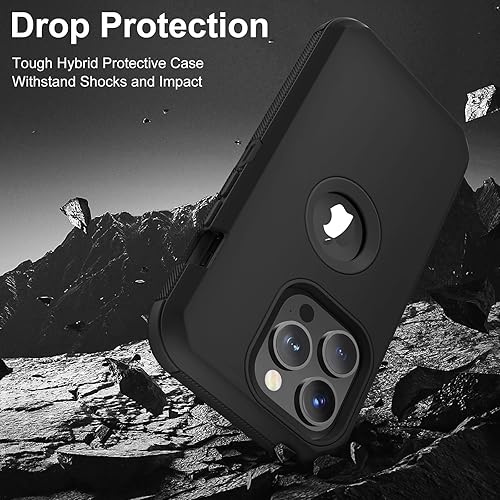 Miniatura 5 de COOYA Funda para iPhone 15 Pro, protección contra caídas de cuerpo completo, resistente a prueba de golpes, 3 capas, híbrida, antideslizante,