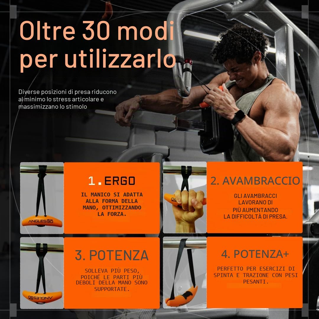 Angles90 Grips Maniglia dinamica d'allenamento per trazioni bilancieri LAT Machine vogatori