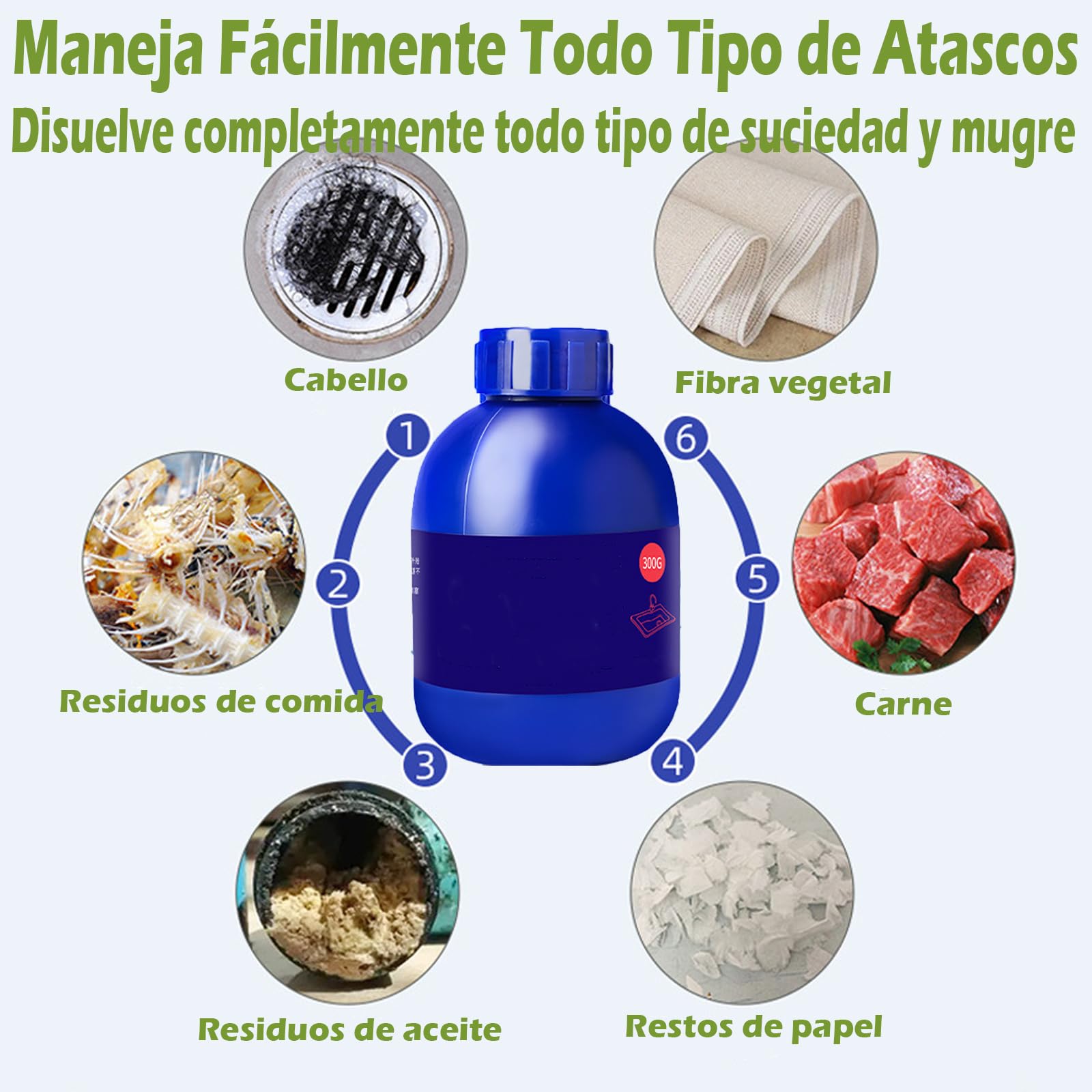Pipe Bobo Desatascador, Pipe Bobo Drain Cleaner, Adecuado Para Lavabos, Duchas, Inodoros Y DesagüEs De Piso; Seguro Para Todas Las TuberíAs (3pcs)
