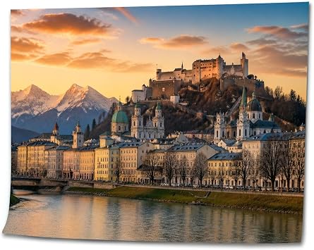 VETEB Paint by Numbers Kit for Adults Beginner Salzburg Austria Old Town Pictures DIY Painting by Numbers on Canvas Acrylic Oil Painting for Home Wall Decor Gifts 16"x20"