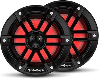 Rockford Fosgate M1-6B Color Optix 6” 2-Way Coaxial Multicolor LED Lighted Marine Speakers - Black (Pair)