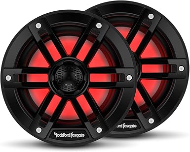 Rockford Fosgate M1-6B Color Optix 6” 2-Way Coaxial Multicolor LED Lighted Marine Speakers - Black (Pair)