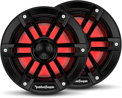 Rockford Fosgate M1-6B Color Optix 6” 2-Way Coaxial Multicolor LED Lighted Marine Speakers - Black (Pair)