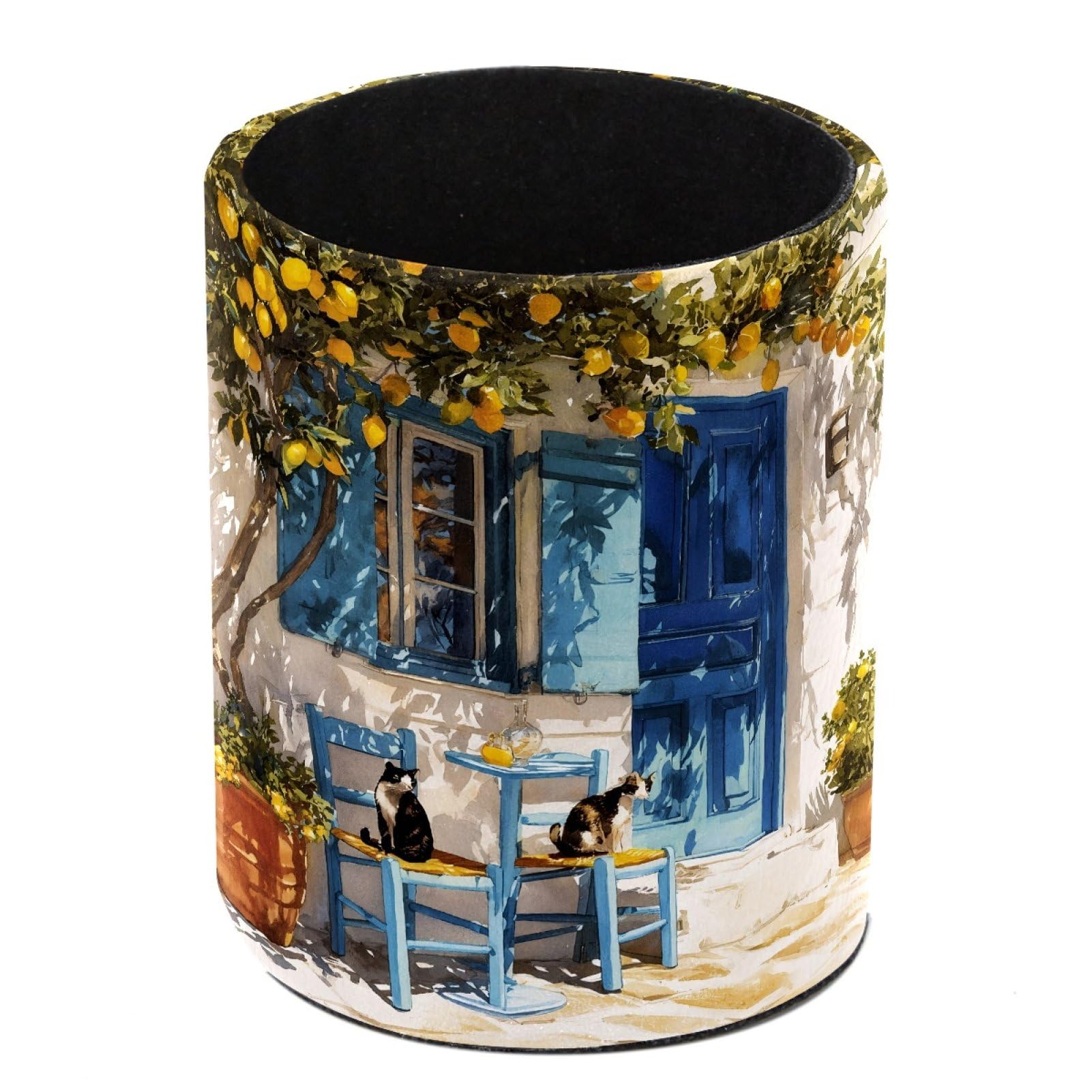 FWJZDSP Cat and Lemon Tree Pencil Cup Pen Organizer Makeup Brush Holder for Office Home Countertop Desk Accessory Storage