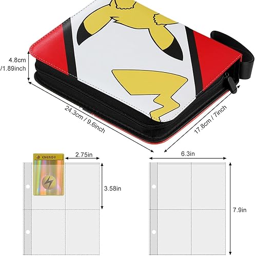 Miniatura 3 de Carpeta para tarjetas coleccionables de 400 bolsillos, de doble cara, extraíble, nueva versión, 4 bolsillos, 50 páginas premium, funda de transporte