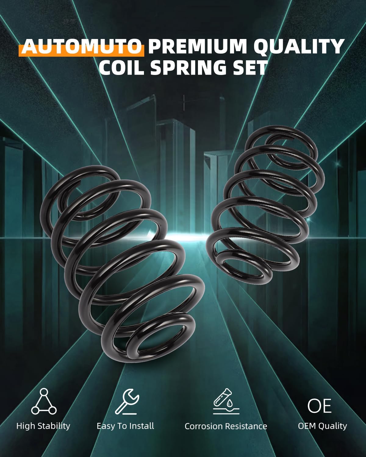 AUTOMUTO 2PCS Rear Suspension Coil Spring Set Compatible with 1997-2005 for Jeep TJ, 1997-2006 for Jeep Wrangler - Replace 3229 Coil Springs