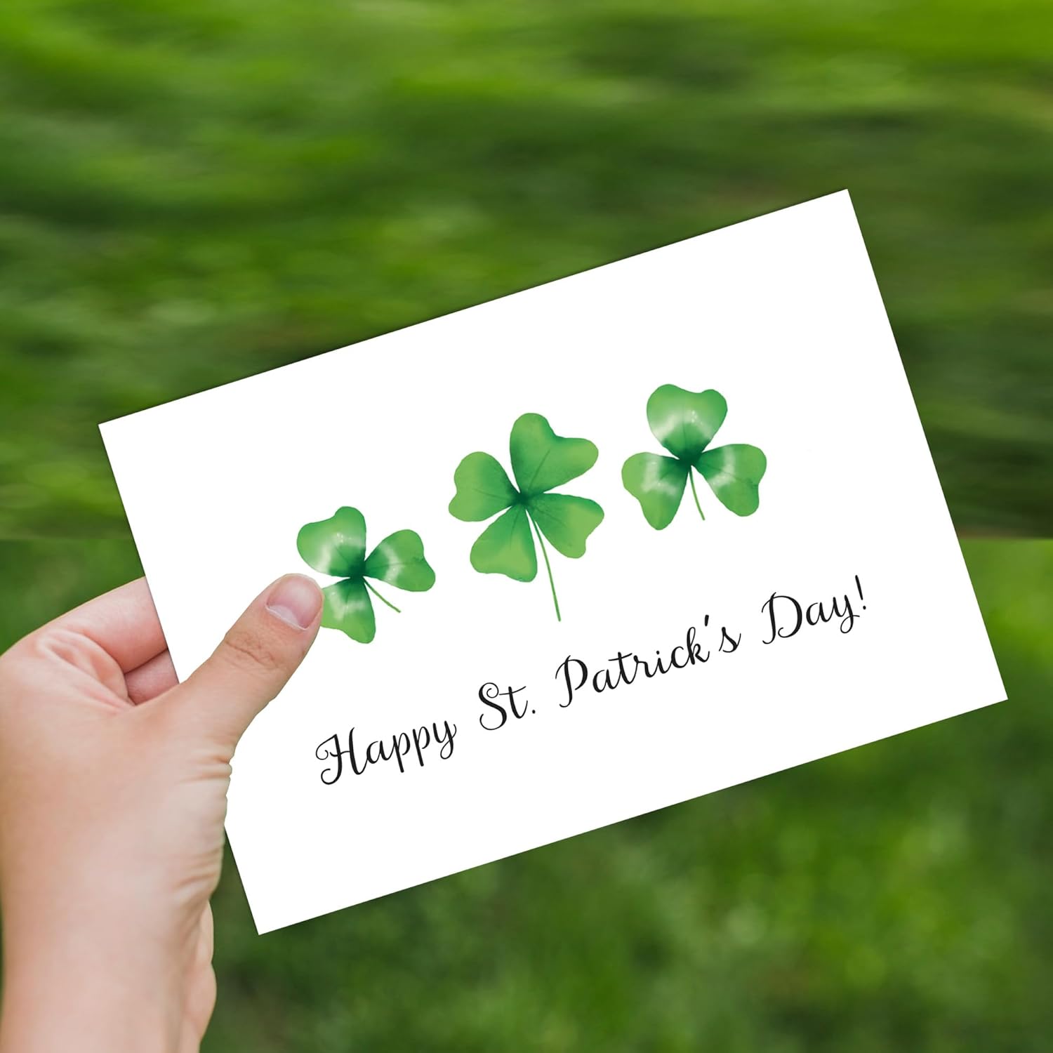 Happy St. Patrick's Day Cards with Envelopes (25-Pack - Lucky Clover) Saint Patrick Bulk Greeting Card Set for Business & Family (5x7 inch - A7) Office, Employees, Work, Clients (SPD2502) Made in USA
