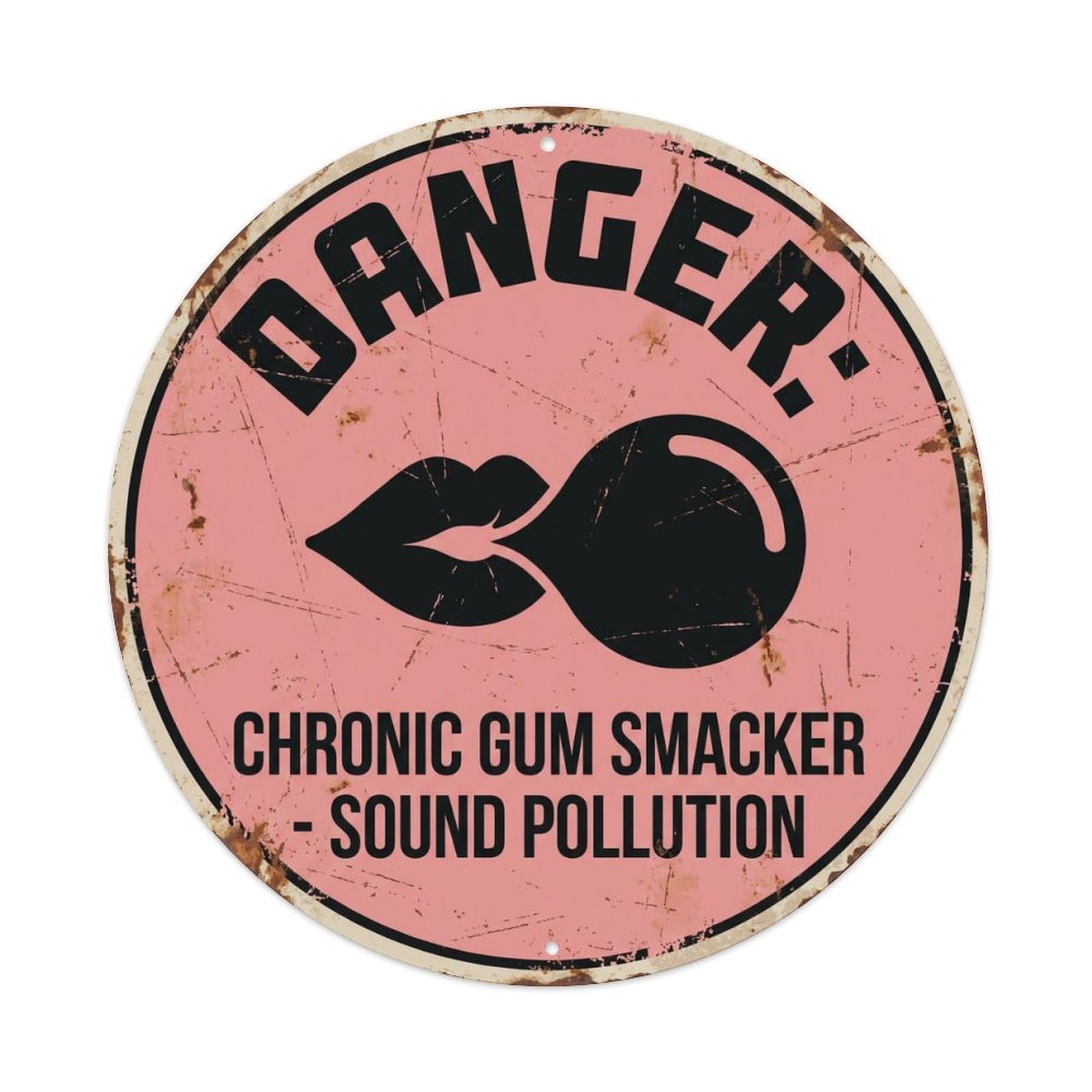 Vintage Funny Danger Chronic Gum Smacker Warning Metal Tin Sign