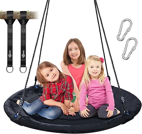 Trekassy Columpio de árbol de platillo de 40 pulgadas para niños y adultos, para exteriores, 900D, Oxford, impermeable, con 2 correas para colgar en