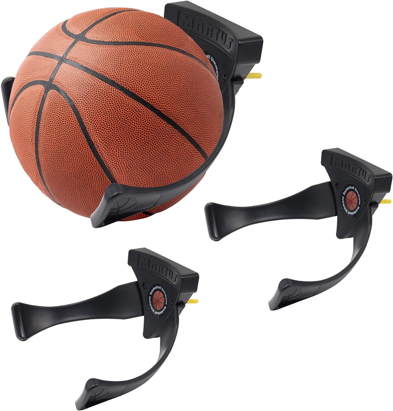 Jolitac Wall Mounted Ball Holder Display Sports Balls Storage and Decoration Shelf Black Self-Sticking Claw Racks