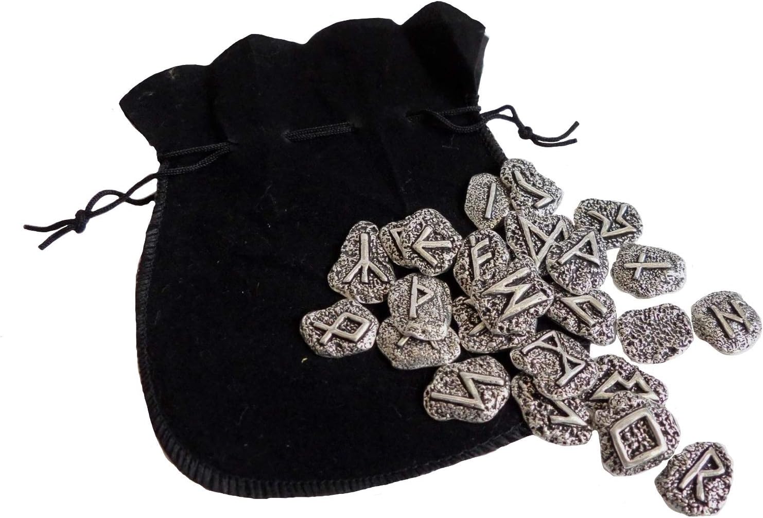 Set of 25 Authentic Cornish Rune Stones (Elder Futhark) Made in Solid Pewter - Hand Made in Cornwall, England in Solid Pewter