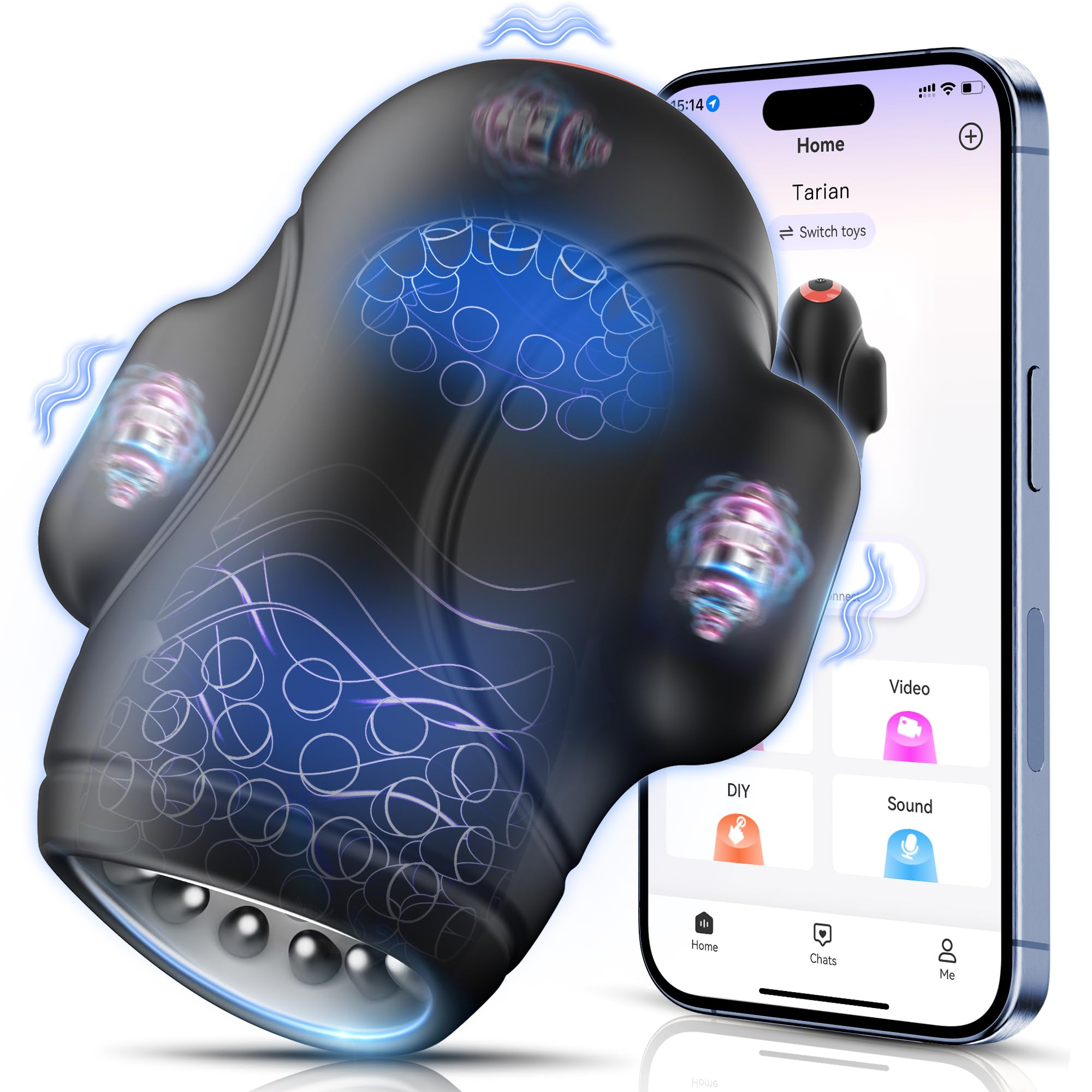 app controlled male sex toy 10 Vibrating,7 Thrusting & 5 Sucking Modes Male Stroker,APP Control Male  Masturbators Cup,Adult Sex Toys for Men-Black main image 0