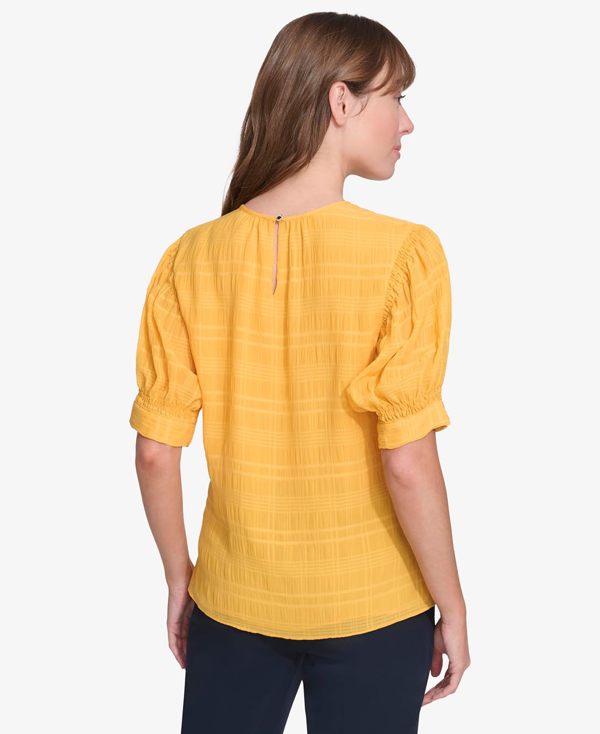 Tommy Hilfiger Womens Short Sleeve Crewneck Blouse with Puff Sleeves - Image 4