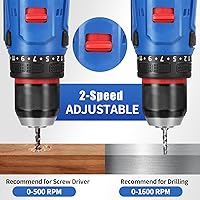 Vista 3 de Cordless Drill Set,18V Brushless Power impach driver with Battery and Charger, 3/8" Keyless Chuck, Variable Speed, Drill Driver Bits Kit for