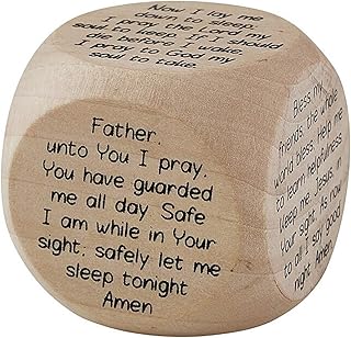 Needzo Bedtime Prayer Cubes Large Wooden Die with 6 Classic Family Prayers, 7 X 6.5 Inches