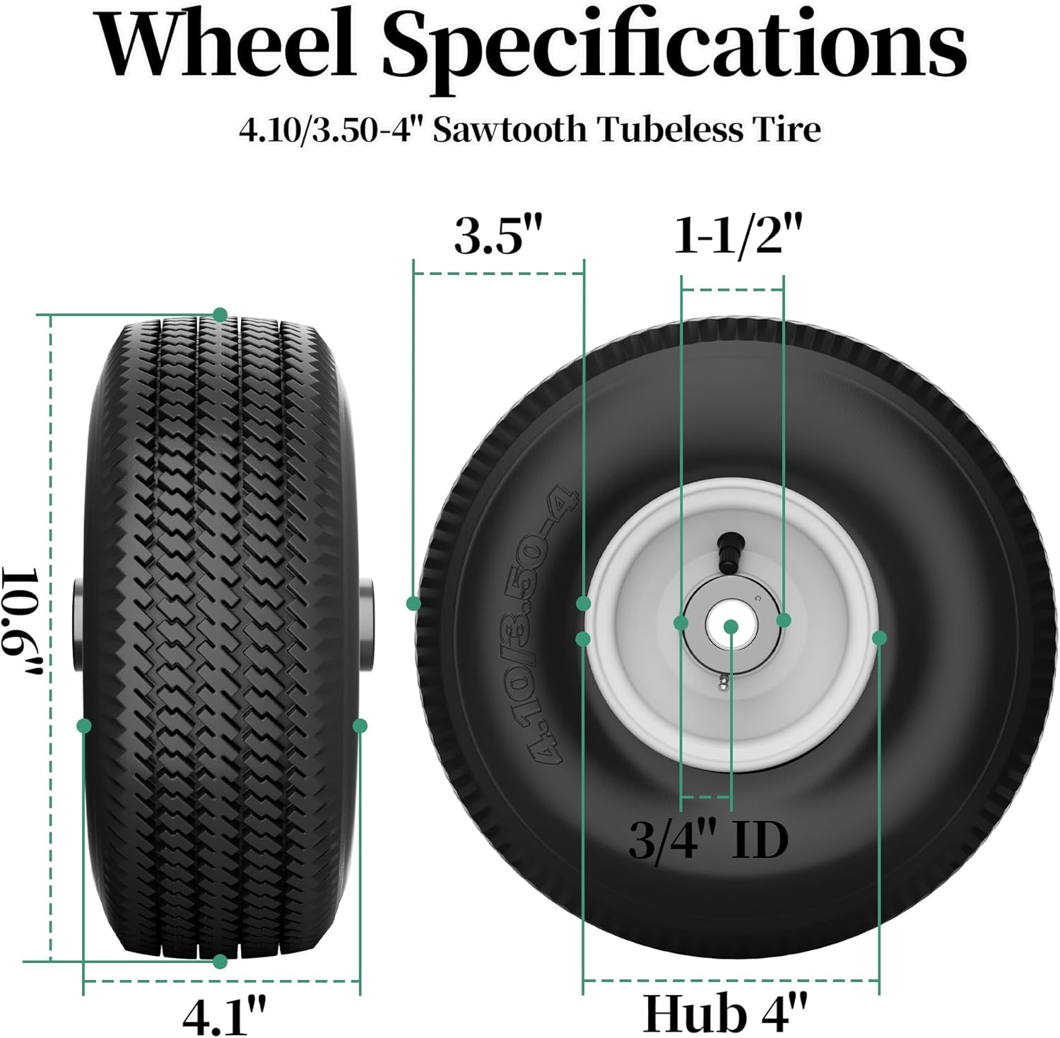 105-3471 Front Wheel Compatible with To-ro TimeCutter Front Wheel and Exmark Quest Z-Turn Riding Mowers 10″ X 4″ 3/4″ Axel Tire Size 4.10/3.50-4 Wheel Assembly Tires